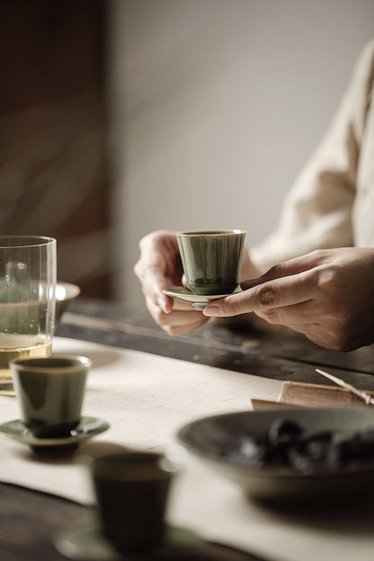 Gohobi Handmade Green Tea Cup and Saucer