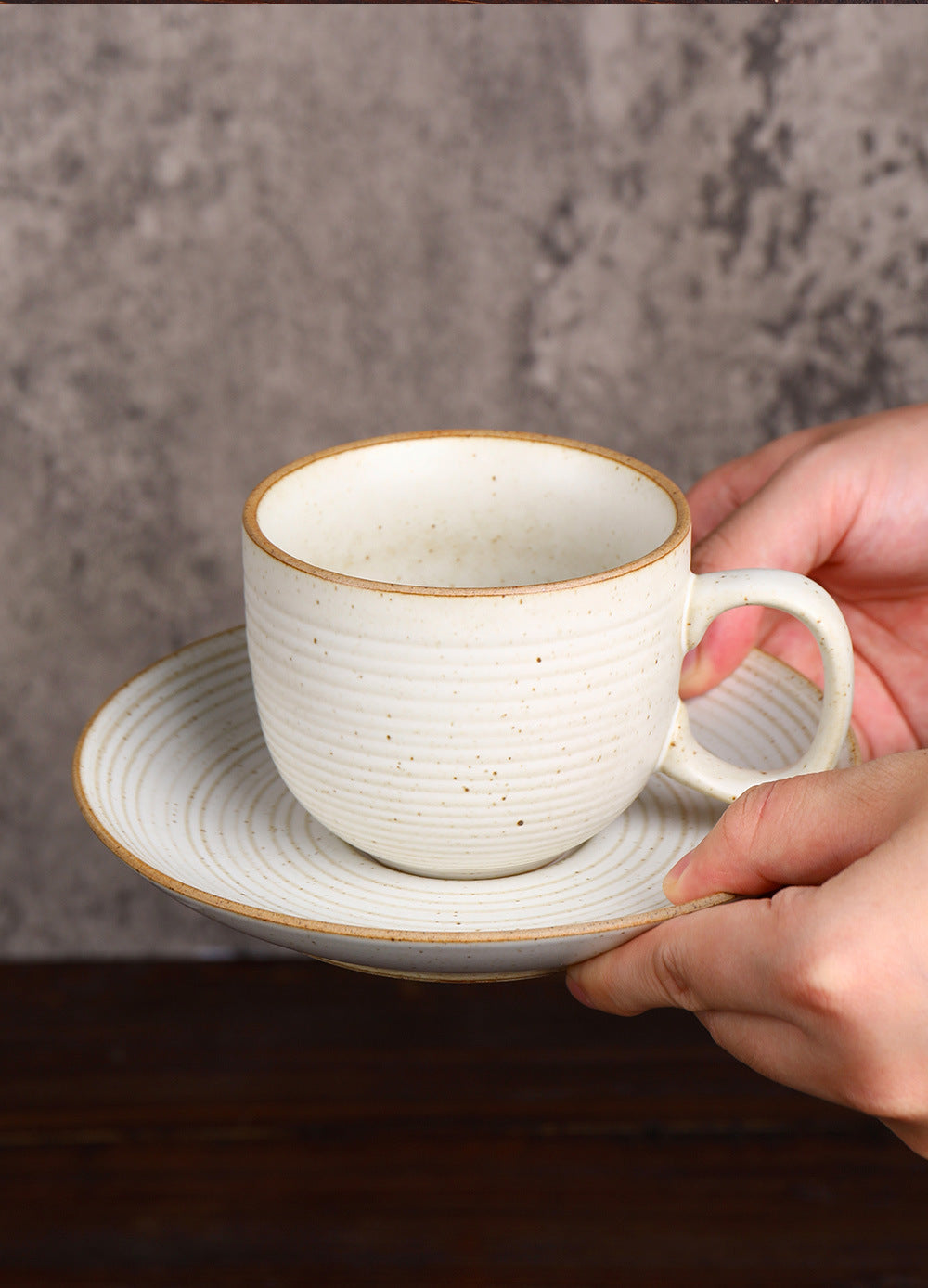 Gohobi Handmade Vintage Japanese Stoneware Coffee Mug and Saucer Set