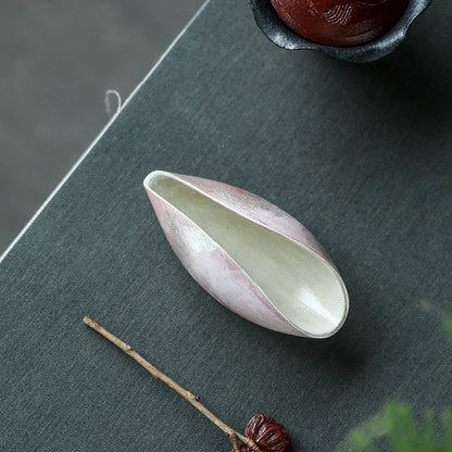 Cuillère à thé en céramique Gongfu de Gohobi rose et argent