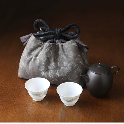 Gohobi Large Dyed Fabric Teaware Storage Travel Bag