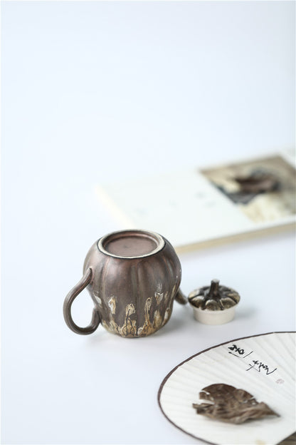 Gohobi Handmade Wooden-fired Golden Brown Teapot