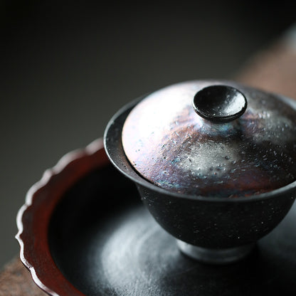 Gohobi Handmade Silver Snowflake Black Gaiwan