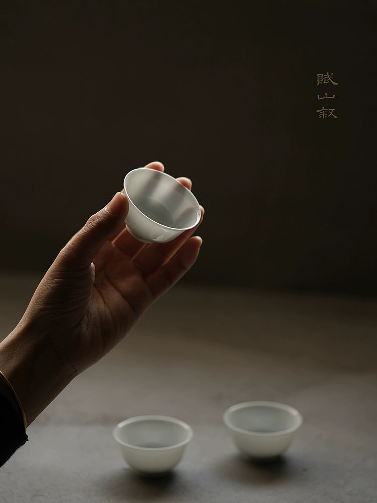 [賦山敘 x Gohobi] A Set of 3 Jingdezhen Jade White Standard Testing Cups 35ml