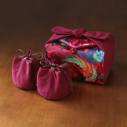 Gohobi Large Colourful Silk Teaware Storage Travel Bag