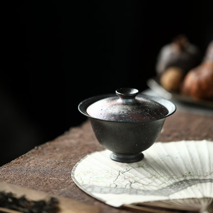 Gohobi Handmade Silver Snowflake Black Gaiwan