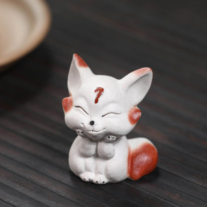 Gohobi Handmade Ceramic YiXing Clay Fox Ornament Tea pet