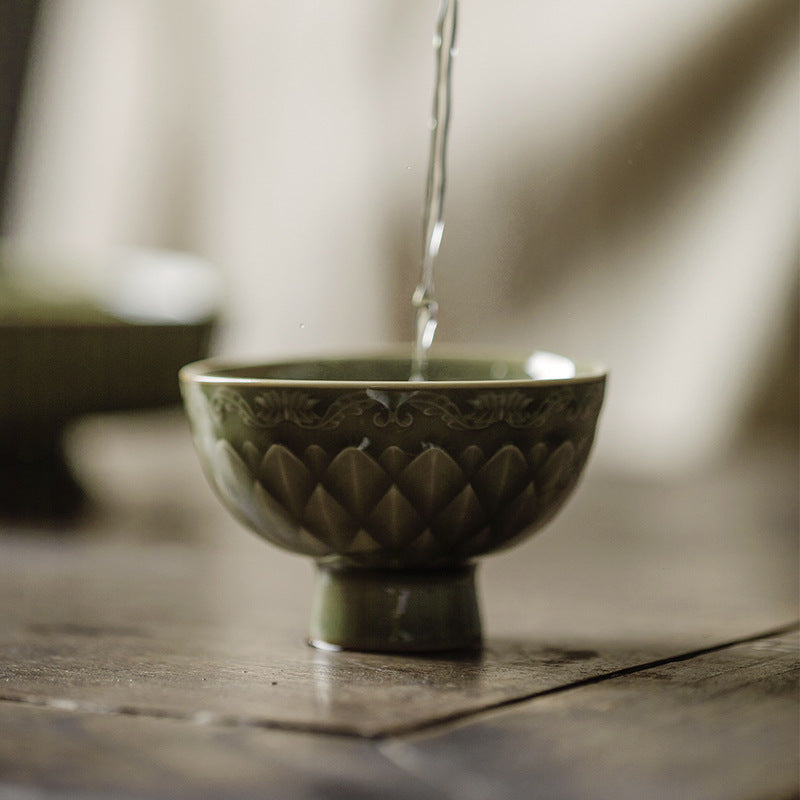 Gohobi Handmade Green Fish-scale Ceramic Tea Cup