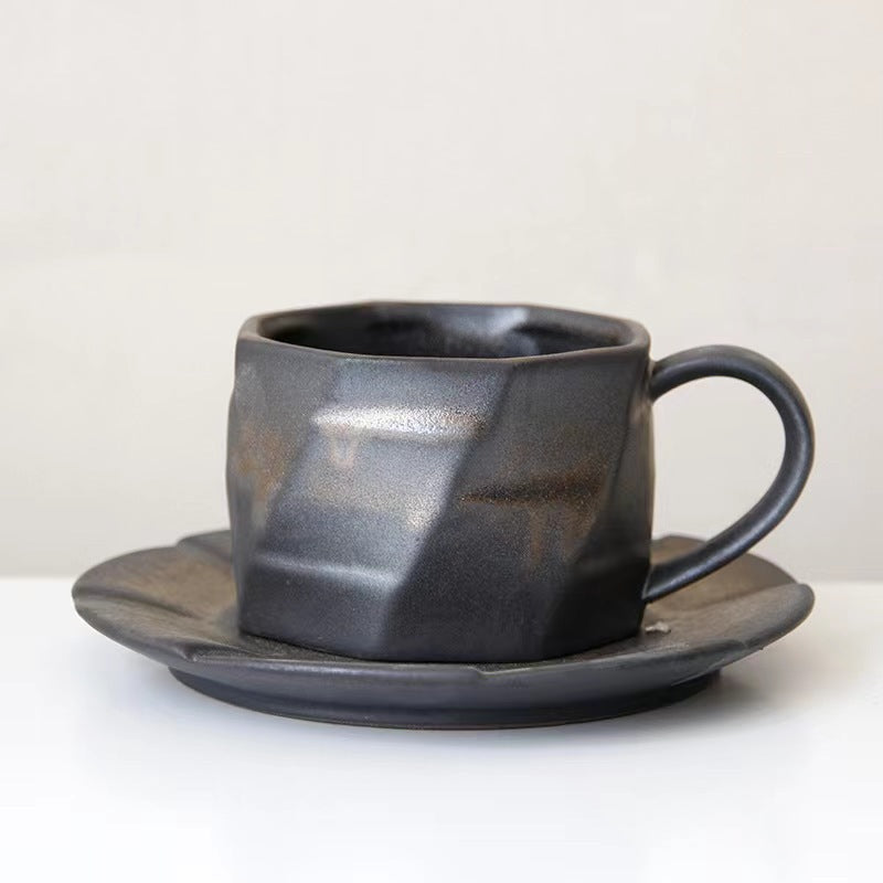 Gohobi Handmade Nordic Style Stoneware Coffee Mug and Saucer Set