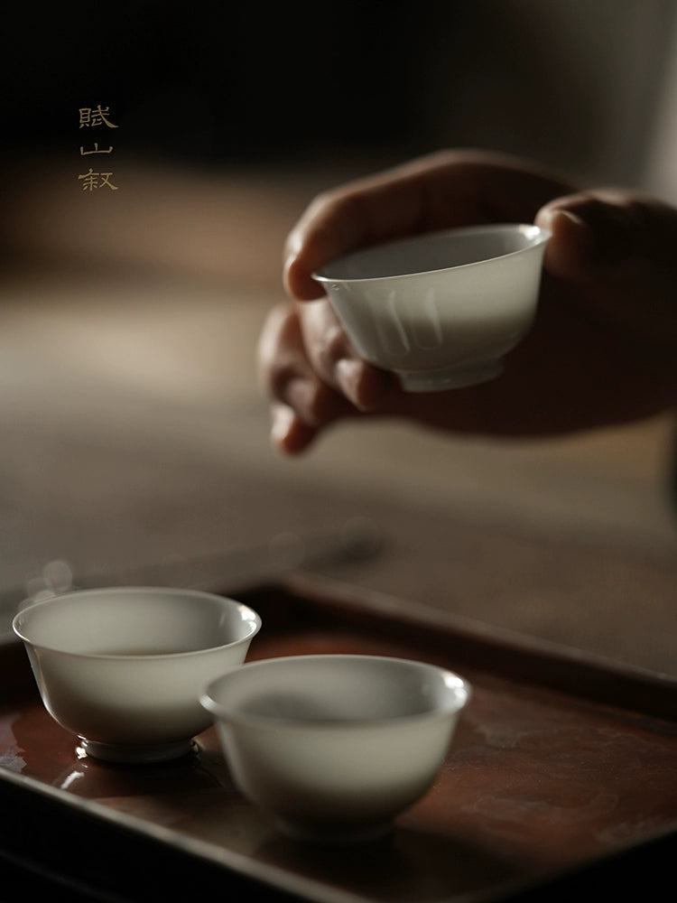 [賦山敘 x Gohobi] A Set of 3 Jingdezhen Jade White Standard Testing Cups 35ml