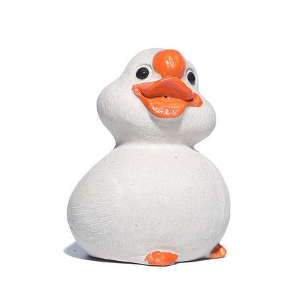 Gohobi Handmade Ceramic YiXing Clay White Duck Ornament Tea pet