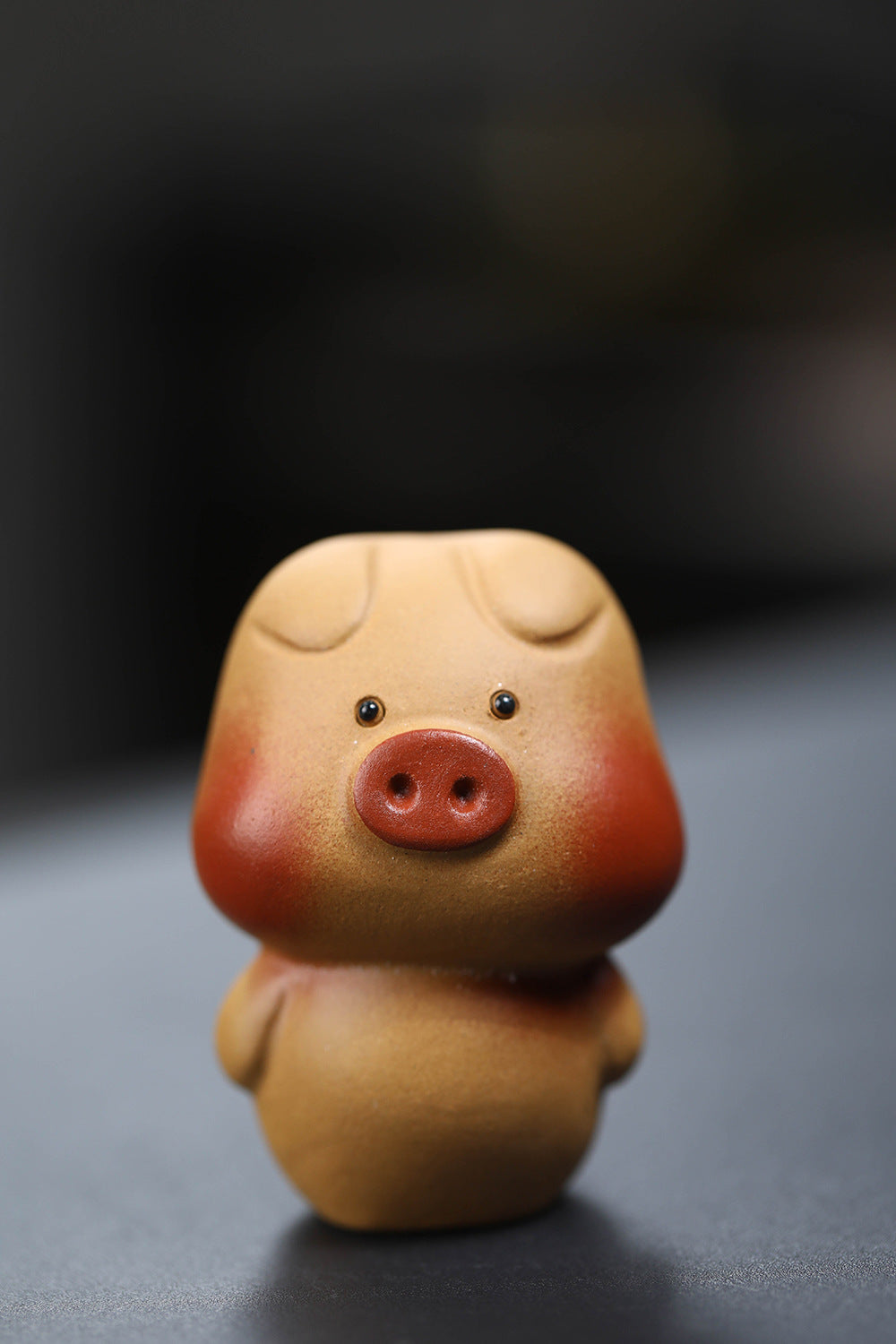 Gohobi Handmade Ceramic YiXing Clay Standing Pig Ornament Tea pet