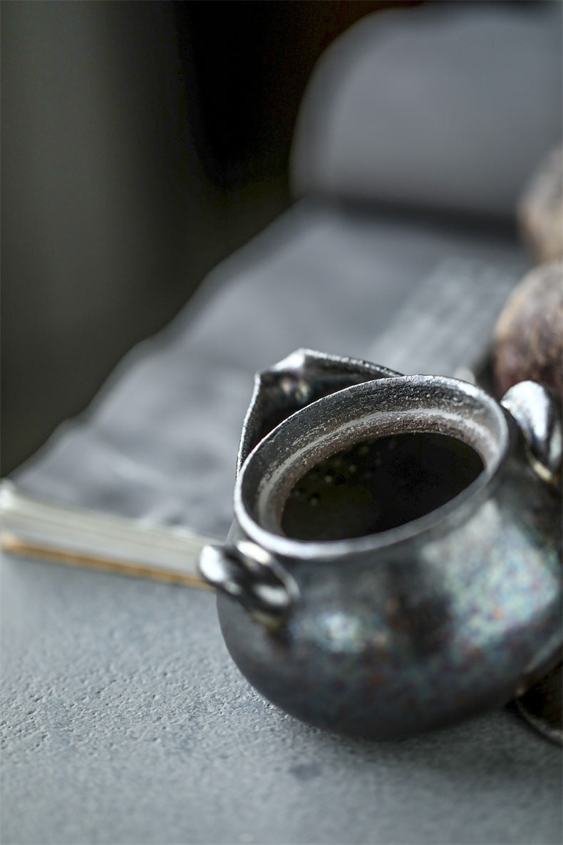 Gohobi Handmade Wood-fired Black Siver Ceramic Gaiwan  Hohin Teapot