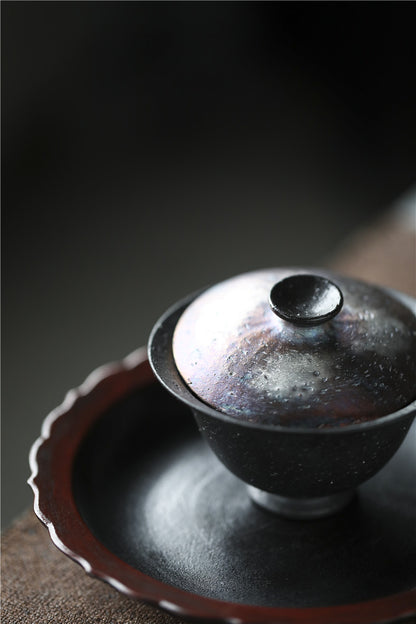 Gohobi Handmade Silver Snowflake Black Gaiwan