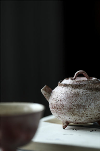 Gohobi Handmade Wooden-fired Pink Paint Teapot