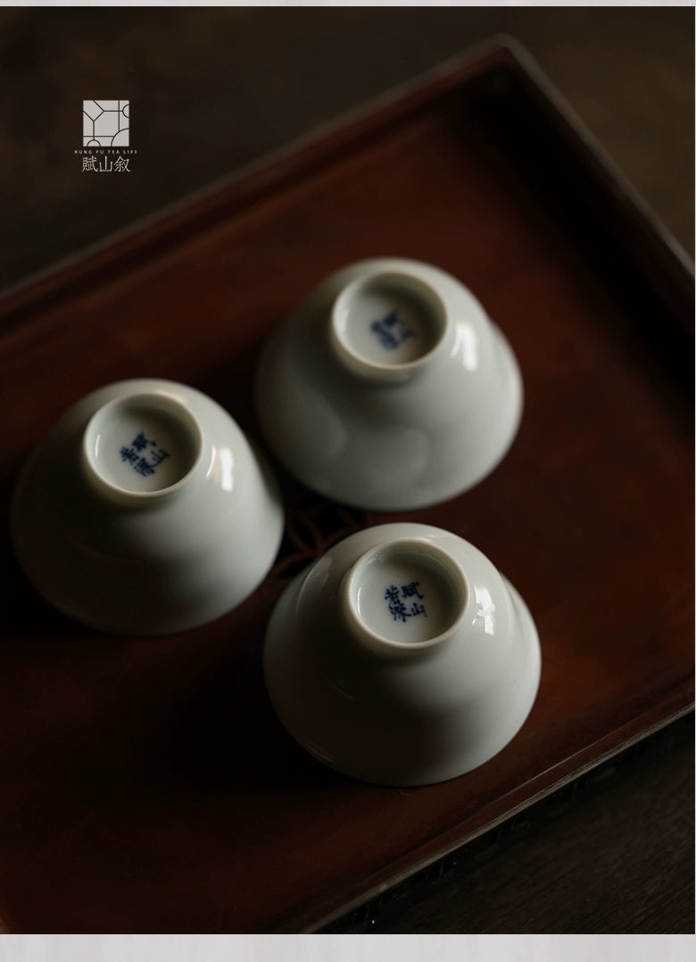 [賦山敘 x Gohobi] A Set of 3 Jingdezhen Jade White Standard Testing Cups 35ml