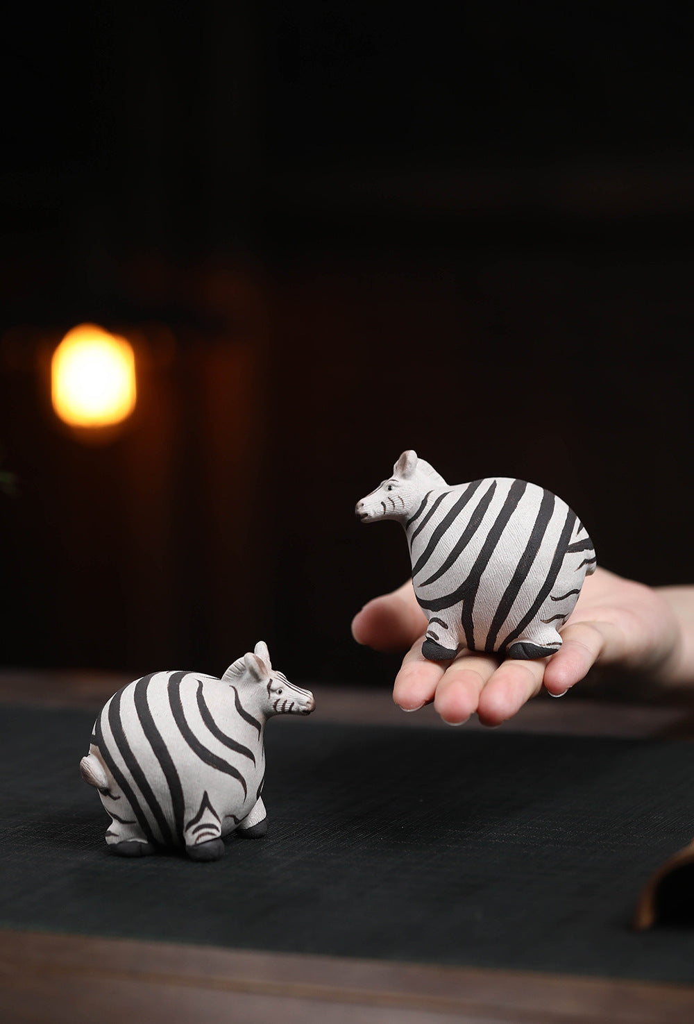 Gohobi Handmade Ceramic YiXing Clay Zebra Ornament Tea pet