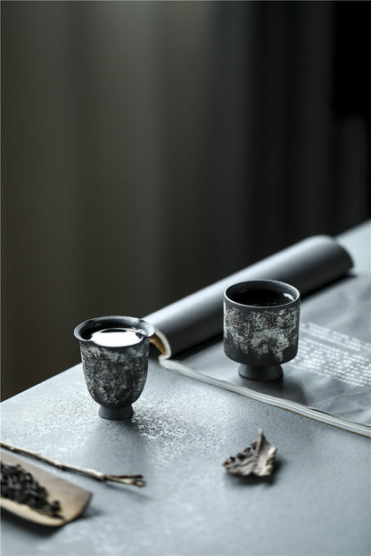 Gohobi Handmade Ceramic Silver Brushing Tea Cup