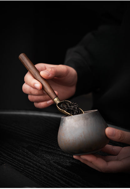 Ensemble d'ustensiles à thé Gongfu en bois Gohobi avec support en or noir