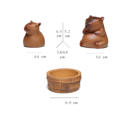 Gohobi fait à la main en céramique YiXing Clay Capybara Ornement Tea pet