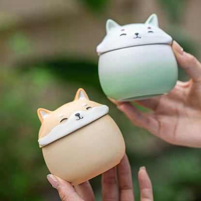 Gohobi Shiba Inu Dog Mini Portable Travel Tea Jar Stroage