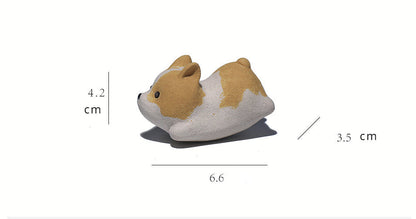 Gohobi Ornement en céramique fait main en argile YiXing en forme de chien Corgi