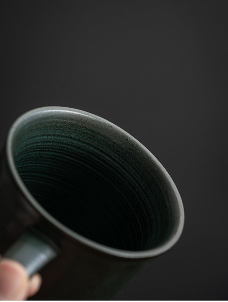 Ensemble de tasses à café en céramique de style japonais avec soucoupes, tasse à produit unique, tasse à eau bouillante imitation bois de chauffage faite à la main, tasse à café infusée à la main