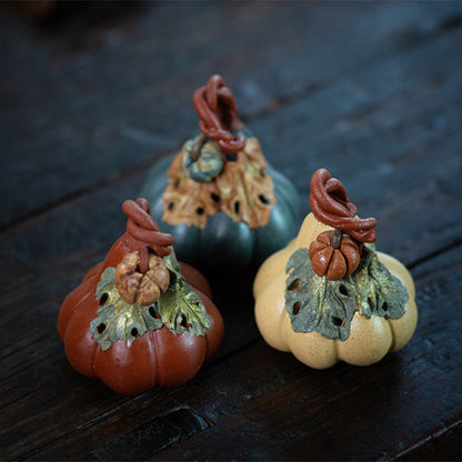 Gohobi Handmade Ceramic YiXing Clay Colourful Pumpkin Ornament Tea pet