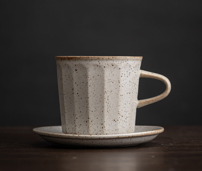 Ensemble de tasses à café en céramique de style japonais avec soucoupes, tasse à produit unique, tasse à eau bouillante imitation bois de chauffage faite à la main, tasse à café infusée à la main