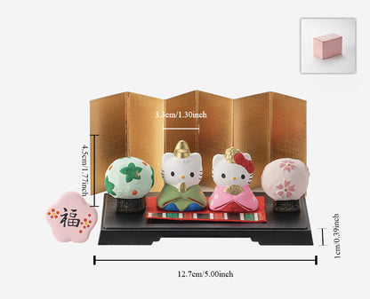 Hello Kitty Couple Ornaments - Ceramic Cute Desktop Decorations Gift Box