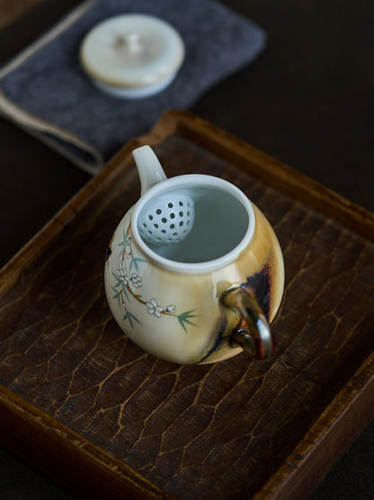 Gohobi Hand-Painted Orange Cat Teapot