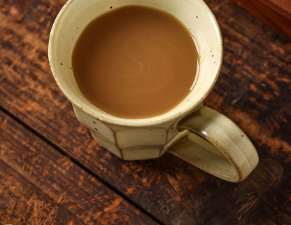 Gohobi Handmade Tall Stoneware Coffee Mug and Saucer Set