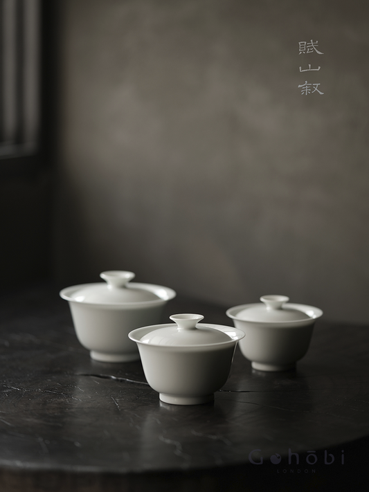 [賦山敘 x Gohobi] Jingdezhen Handmade Tea Testing Jade White Ceramic Gaiwan