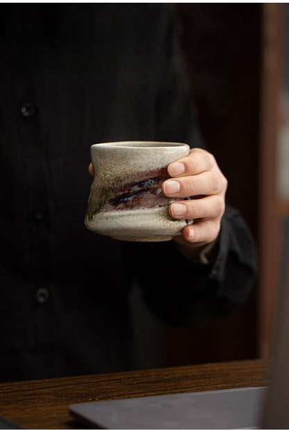 Tasse à thé à changement de four, tasse à café en céramique rétro, tasse à thé artistique simple, tasse à café sous glaçure, tasse à thé faite à la main 