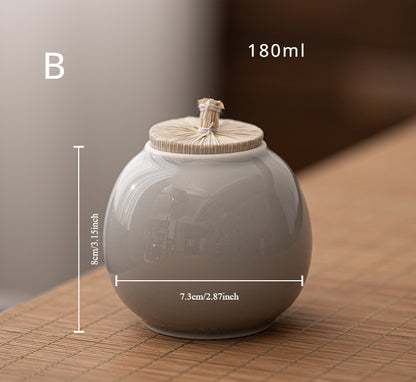 Gohobi Ceramic Tea Storage Jars Ice Grey (Straw Lid)