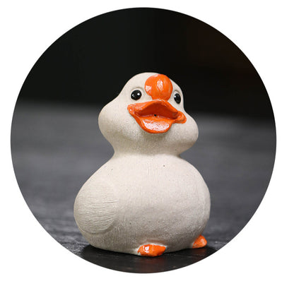 Gohobi Handmade Ceramic YiXing Clay White Duck Ornament Tea pet