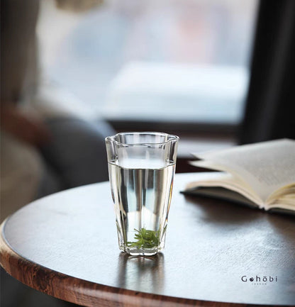 Gohobi Tasse à thé aromatique en verre haut à motif floral faite à la main