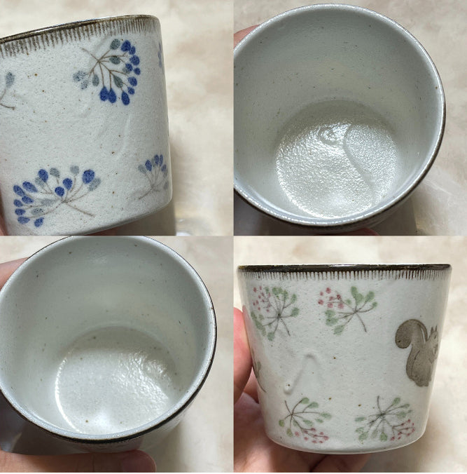 Gohobi Japanese Mino-Fired Squirrel Swallow Ceramic Cups