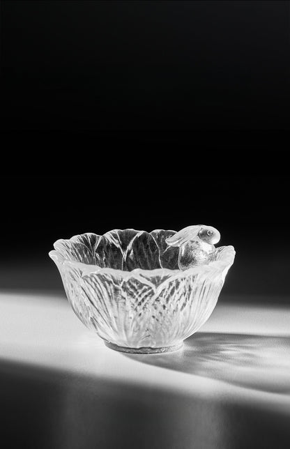 Gohobi Pate de Verre Tasse à Thé en Verre à Neige Gravée Lapin