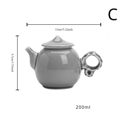 Gohobi Handmade Ice Grey and Green Teapots