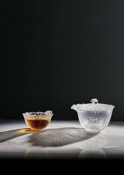 Gohobi Pate de Verre Tasse à Thé en Verre à Neige Gravée Lapin