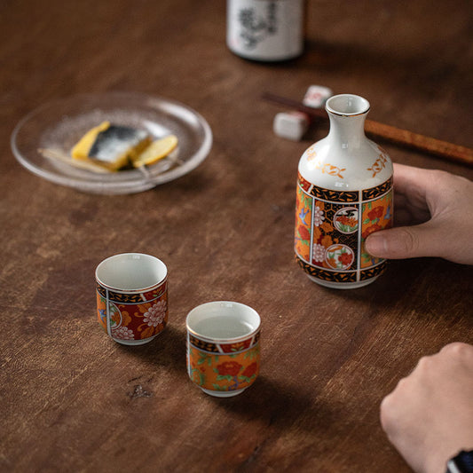 Gohobi Japanese Hasama Burnt Ceramic Hip Flask Set Tea Set Sake Set
