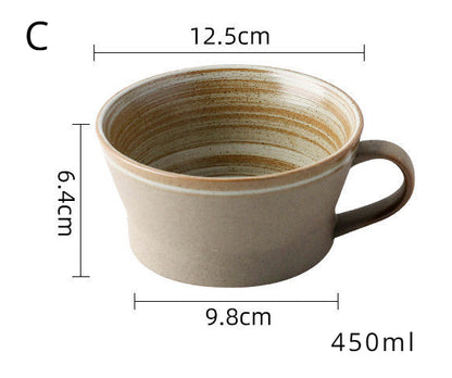 Tasse à café et soucoupe en grès noir et marron faites à la main par Gohobi