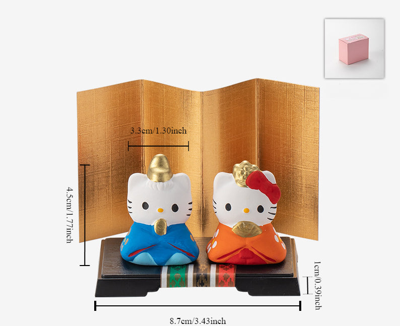 Hello Kitty Couple Ornaments - Ceramic Cute Desktop Decorations Gift Box