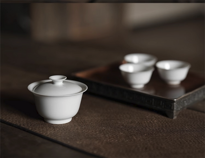 [賦山敘 x Gohobi] Jingdezhen Handmade Tea Testing Jade White Ceramic Gaiwan