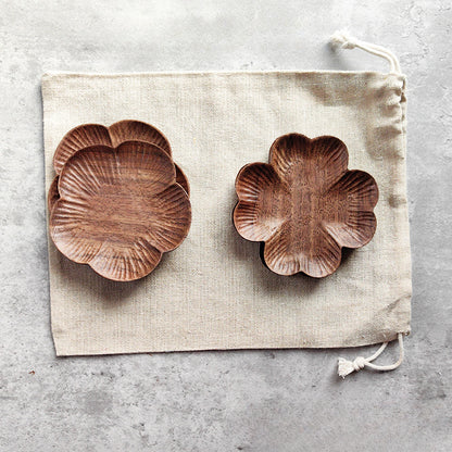 Gohobi Walnut Floral Shape Coasters