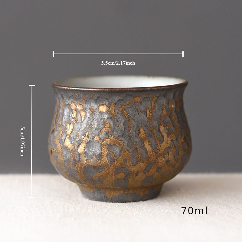 Gohobi Ceramic Gilded Hammer Pattern Black Tea Cup