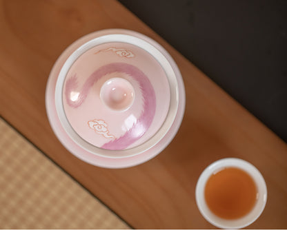 Gohobi Hand-painted Pink Dragon Gaiwan