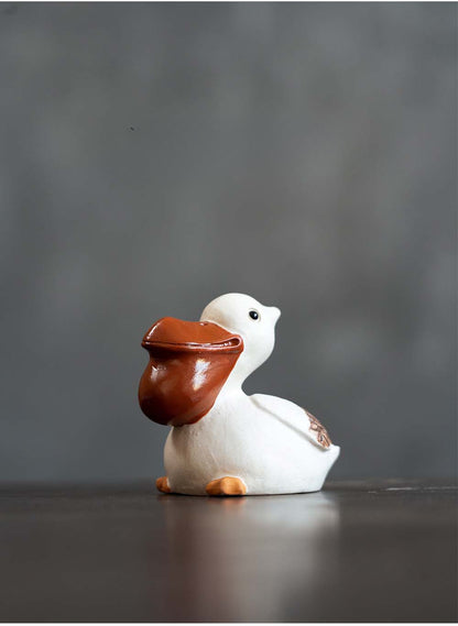 Gohobi Handmade Ceramic YiXing Clay Pelican Ornament Tea pet