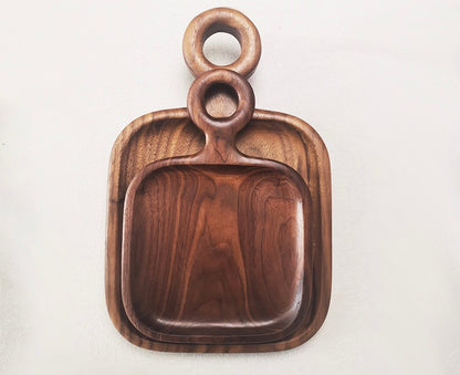 Gohobi Walnut Ring Shape Square Tray