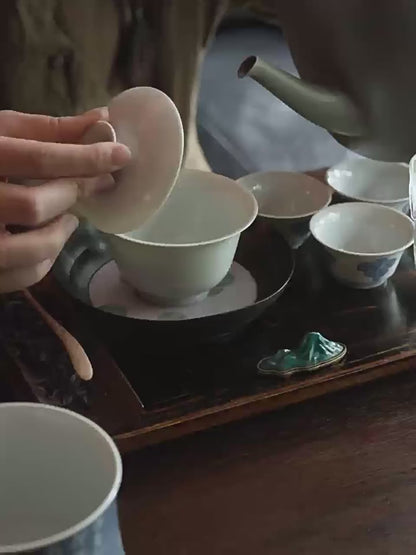 [賦山敘 x Gohobi] Jingdezhen Handmade Tea Testing Blue and White Jade Ceramic Gaiwan